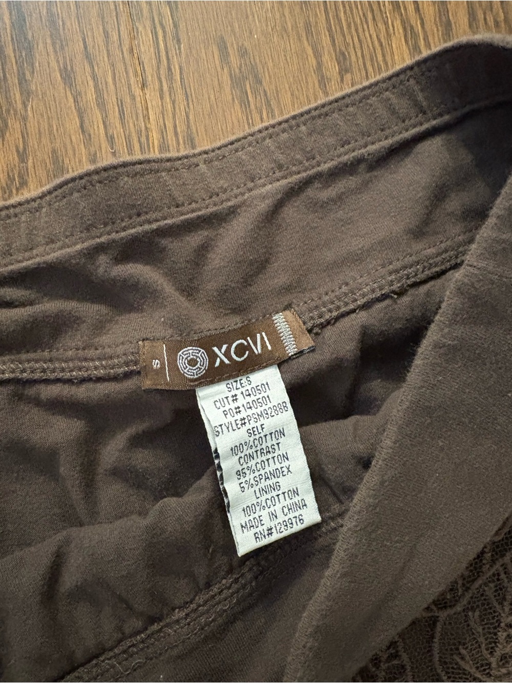 XCVI Chocolate Brown Maxi Skirt with Leaf Lace Overlay - Picture 2 of 3